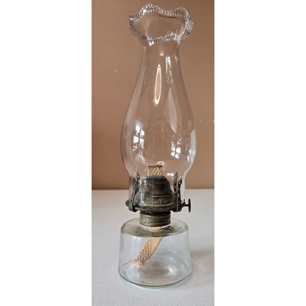 Antique Empire No 2 Oil Lamp Clear Glass Kerosene Lamp Chimney Complete - Picture 15 of 15